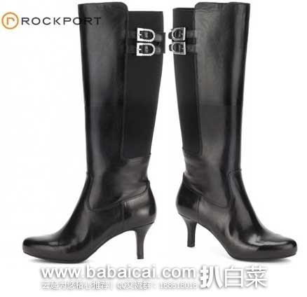 ROCKPORT 乐步 女士真皮高跟长筒靴 原价$240，现3.3折售价$79.99