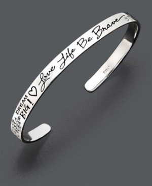 Sterling Silver 925纯银 Love Life Be Brave 手镯 6″原价$85, 现新低$32.99，直邮无税