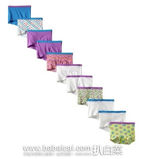 Fruit of the Loom 鲜果布衣少女100%纯棉平角内裤*11条装历史低价$9.47