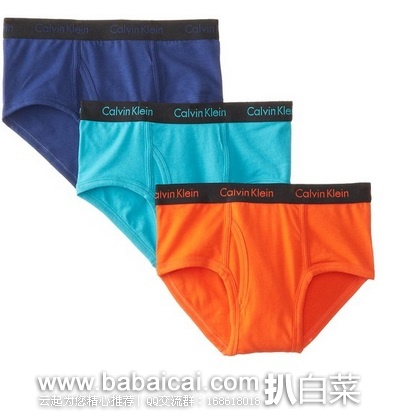 Calvin Klein 小男孩版 三角内3条装原价$15，现史低$9.98，到手￥100