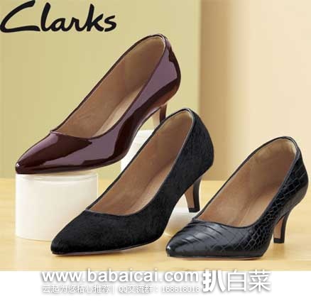 Clarks 其乐 女士 带毛真皮小尖头高跟鞋 原价$110，现3.3折售价$38.08