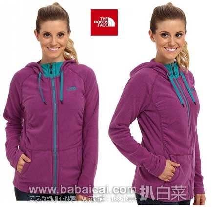 6PM：The North Face 乐斯菲斯 女士 抓绒连帽运动衫 原价$70, 现4折售价$28