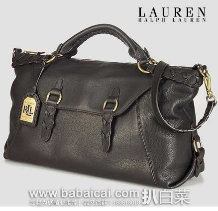 6PM：LAUREN by Ralph Lauren 拉夫劳伦 女士 时尚真皮 托特挎包 原价$498，现4折售价$199.99