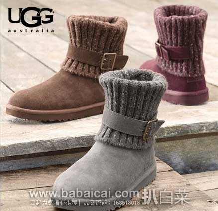 6PM:UGG australia 女士 Cambridge系列真皮毛线拼接雪地靴 原价$170，现5.5折售价$93.50