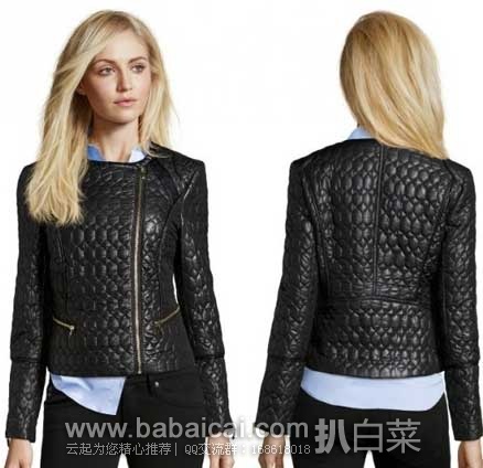 Via Spiga 女士衍缝拼仿皮机车版夹克 原价$180，现2.3折售价$42.26
