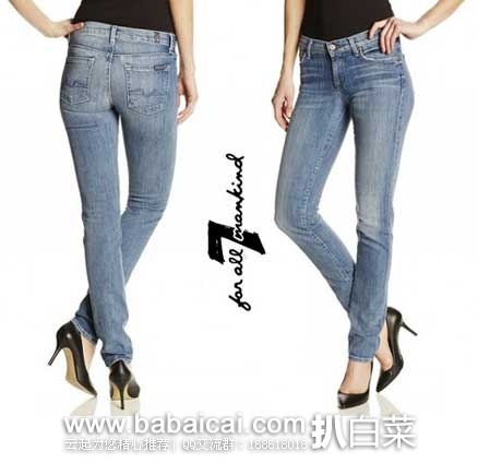 7 For All Mankind 7牌 女式Skinny修身剪裁纯棉紧身牛仔裤 原价$198，现3.1折售价$61.09