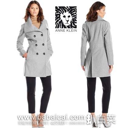 Anne Klein 安妮·克莱恩 女式羊毛呢大衣 原价$280，现2.1折售价$59.99