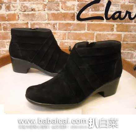 Clarks 其乐 Malia Hue 女式反绒皮皱褶款短靴(原价$150，现3折$45),公码8折后实付$36，史低