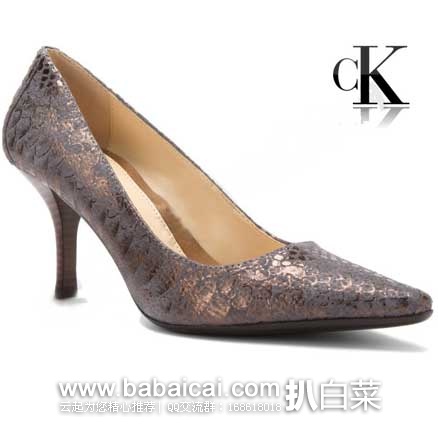 Calvin Klein 卡尔文克莱恩 女士 经典尖头圆口蛇纹性感高跟鞋（原价$79，现3.7折$28.98），公码8折后实付$23.18史低，直邮到手182元