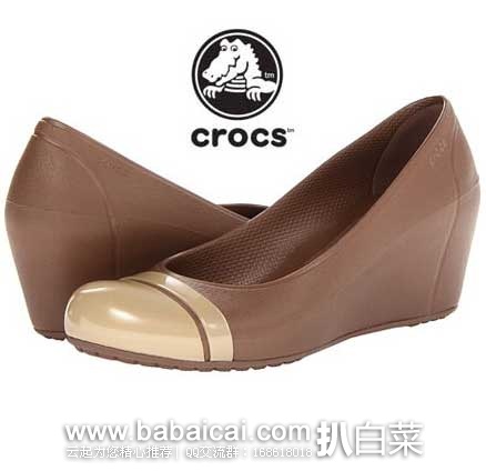 6PM:Crocs 卡骆驰 女士 Cap Toe 休闲时尚圆头坡跟鞋 原价$55，现4.1折售价$22.99