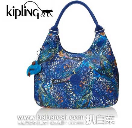 Kipling 凯普林 Bagsationl 女款孔雀蓝印花单肩包（原价$109，现6.7折$73.58），公码8折后实付$58.86