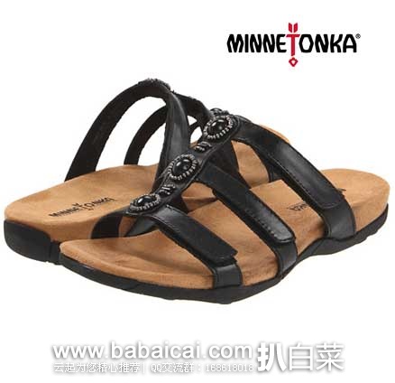 6PM：Minnetonka 迷你唐卡 Wilshire 女式真皮凉拖 原价$60，现4.1折售价$24.99