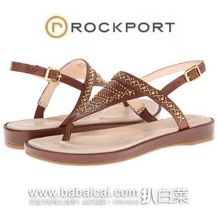 6PM：Rockport 乐步 Jaeliah 休闲款女士三角形夹脚款凉鞋 原价$100，现3.9折售价39.99