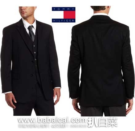Tommy Hilfiger 汤米希尔费格 全羊毛西服(原价$375，现3.7折$138.99)，公码7.5折后实付$104.24