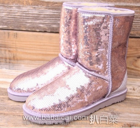 6pm：UGG Australia 经典款亮片中筒雪地靴 原价$190，现新低$85.50，到手￥约￥680，国内￥2500