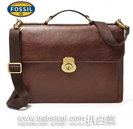 Fossil 男士 Estate系列12.5英寸真皮邮差包(原价$248，现5.9折$146.44 ) ，公码8折后实付$117.15