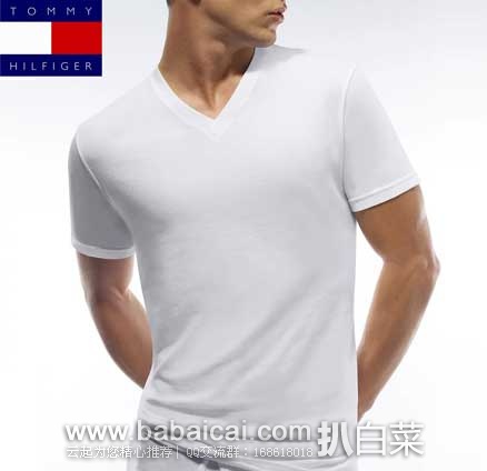 Tommy Hilfiger 汤米希尔费格 男式全棉V领T恤4件装 原价$45，现4.5折售价$20.24
