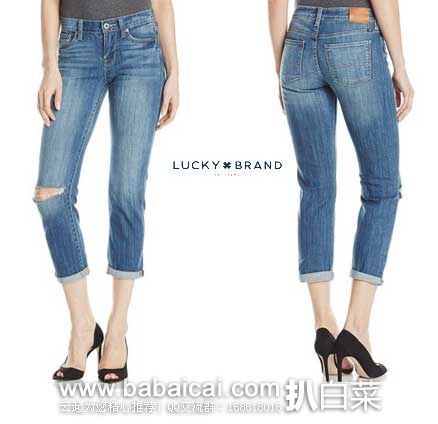 Lucky Brand Mollie Crop  女士 破洞款纯棉牛仔9分裤  原价$79.5，现3.5折售价$28.46