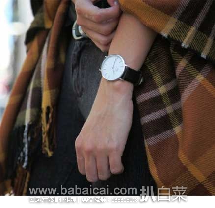 来自瑞典的Daniel Wellington 丹尼尔·惠灵顿 St. Mawes 棕色皮质表带女士石英表 原价$199，现4.2折售价$83.89