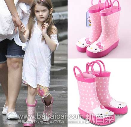 Western Chief 女宝 Hello Kitty 时尚雨靴 粉色款 (原价$39.95，现售价$22.2)，公码8折后仅需$17.76