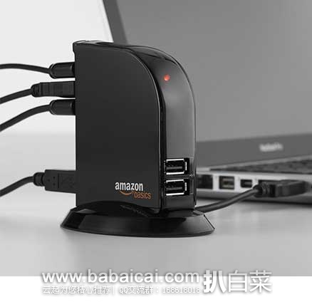 AmazonBasics 亚马逊倍思 7插USB 充电数据传输插座 现售价：$18.99