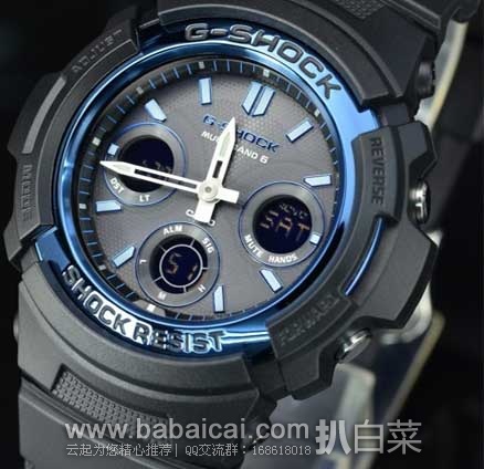 Casio 卡西欧 AWGM100-1ACR G-Shock 银色不锈钢光动能6局电波表 （原价$150，现5.7折售价$85.99），会员7折后实付$60.19