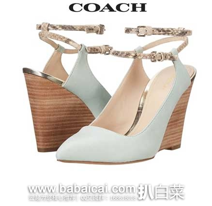 6PM:COACH 蔻驰 女士 真皮坡跟尖头高跟鞋 原价$215,现3.7折售价$79.99