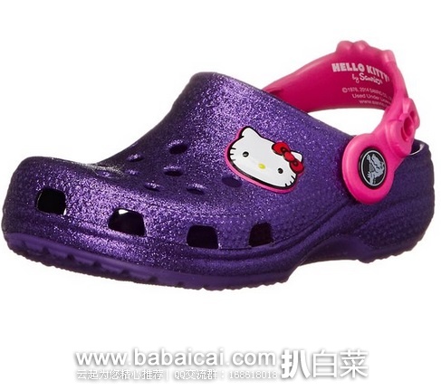 白菜！crocs 卡洛驰 Glitter Clog 女童Kitty猫洞洞鞋  原价$40， 现$14.92-$19.79，直邮无税