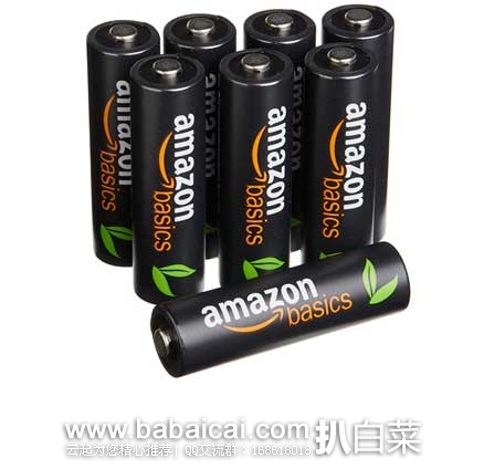 AmazonBasics 亚马逊倍思 8节AA 五号充电电池 原价$22.99，现8.7折售价$19.99