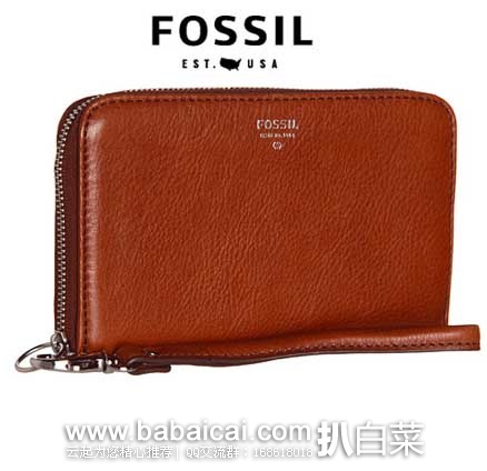6PM：Fossil 化石 Sydney 女款 荔枝纹真皮手拿包/手机包  原价$55，现5折售价$27.99