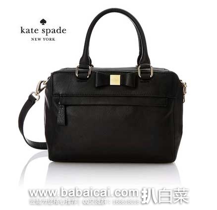 黑色补货并新低价！Kate Spade 凯特丝蓓 2015新款 女士真皮蝴蝶结单肩手提包原价$298，现$122.5，到手仅￥855