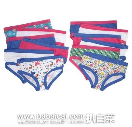 Fruit of the Loom 鲜果布衣  女童 纯棉三角内裤 12条装 原价$16.5，现6.4折售价$10.73