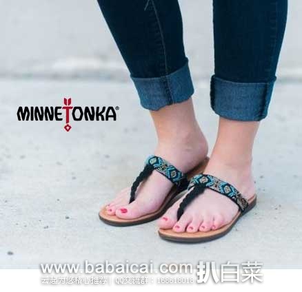 6PM：Minnetonka 迷你唐卡 Roatan 女款 真皮夹趾凉鞋 原价$52.95，现4.9折售价$25.99