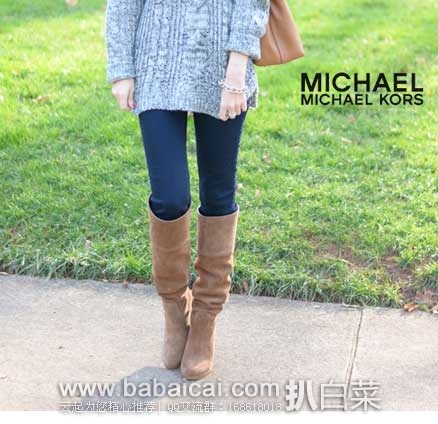 6PM：Michael Kors 女士 麂皮平底长筒靴 原价$275，现4折售价$110