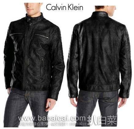 Calvin Klein 卡尔文克莱恩 Faux Leather 男款机车夹克 原价$195，现3.5折售价$69.99