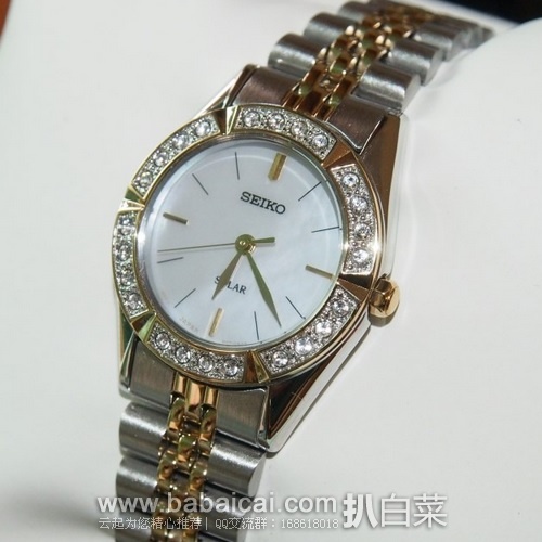 SEIKO 精工 SUP094 珍珠贝母 水晶装饰太阳能 女表 原价$315，现2.8折$88.99，到手￥630