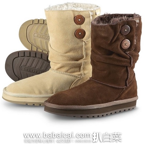 Skechers 斯凯奇 纽扣式 女款雪地靴，原价$65，现$40左右，公码8折$32，直邮无税，运费约$11.5，到手￥275