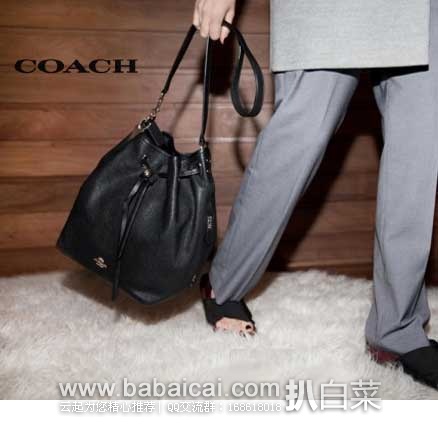 6PM：COACH 蔻驰 女士  经典款 真皮抽绳水桶包（原价$475，现售价$259.99），公码85折后实付$220.99