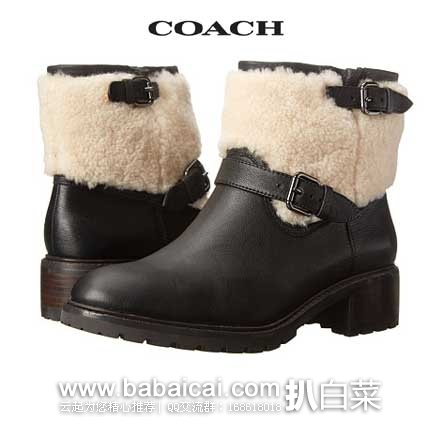 6PM：Coach 寇驰 Gabriella 时尚  女款 真皮羊羔绒短靴 原价$398，现特价$159.99