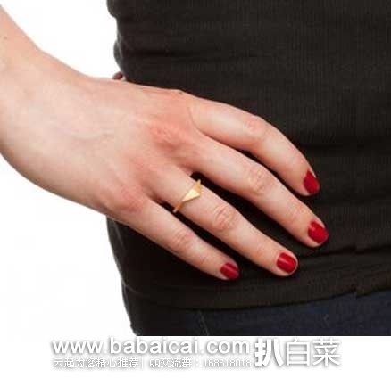 6PM：Dogeared Peak Shield Ring  三角造型 镀金戒指  原价$56，现特价$27.99