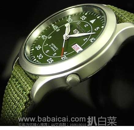 SEIKO 精工5号 SNK805 男款 自动机械腕表  原价$185，现金盒特价2.2折售价$41.99，新低