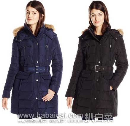 Tommy Hilfiger 汤米希尔费格 女士 束腰棉服  原价$320，现2.4折售价$79.99