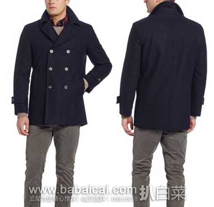 Tommy Hilfiger 汤米·希尔费格 Brady 男款 经典立领双排扣羊毛混纺外套 （原价$495，现1.8折售价$89.99），公码8折后实付$71.99