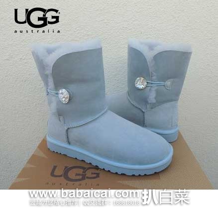 6PM：UGG Bailey Button Bling 施华洛世奇水晶纽扣短筒女士雪地靴 （原价$220，现售价$165），公码85折后实付$140.25