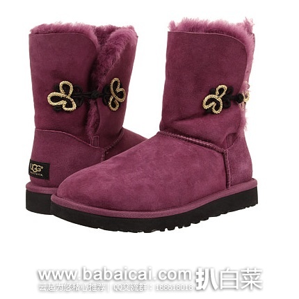 6pm:UGG 金色中国结皮毛一体雪地靴 原价$190,现$142.5,公码85折$121.13,到手¥850