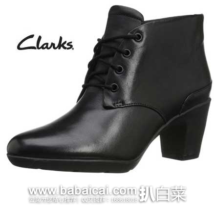 Clarks 其乐 Lucette Drama 女士 真皮高跟短靴 （原价$150，现售价$45.01），公码75折后实付$33.76