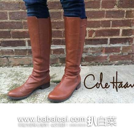 6PM：Cole Haan 可汗 Jodhpur 女士 真皮高筒靴 （原价$348，现3折售价$104.4），公码85折后实付$88.74