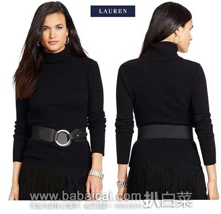 Ralph Lauren 拉夫劳伦官网：WOOL-CASHMERE 女士高领羊毛衫 特价$49.99
