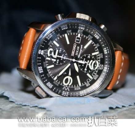 SEIKO 精工 SSC081 三眼计时太阳能 男表 原价$395，现售价$129，新低