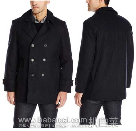 Tommy Hilfiger 男士 经典V领双排扣 羊毛短款外套  原价$495，现金盒特价$84.95